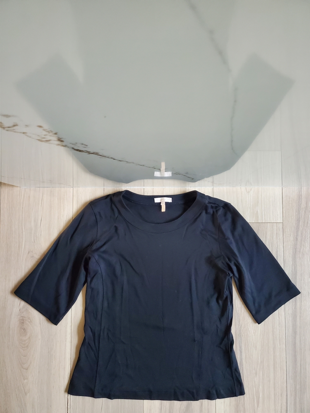 Rebecca Taylor T-Shirt Womens Large Black Pima Cotton Short-Sleeve Crewneck Top